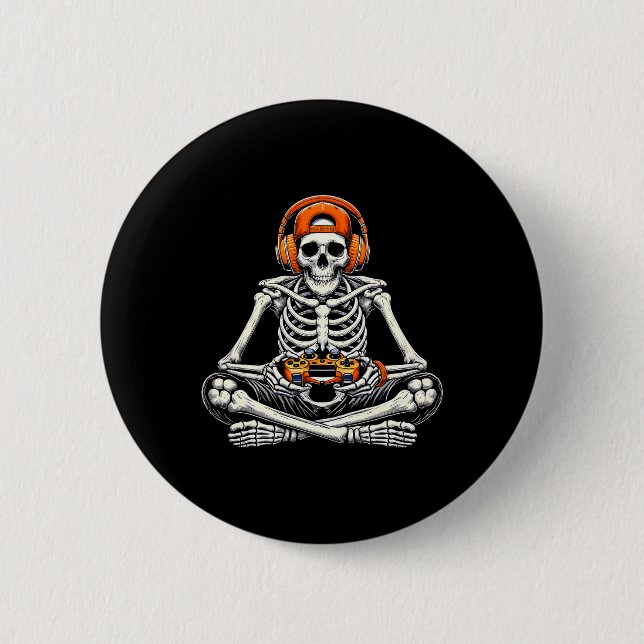 Bóton Redondo 5.08cm Skeleton Skull Video Game Men Halloween (Frente)