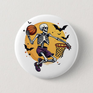 Bóton Redondo 5.08cm Skeleton Spooky Dunking Basball Hallo