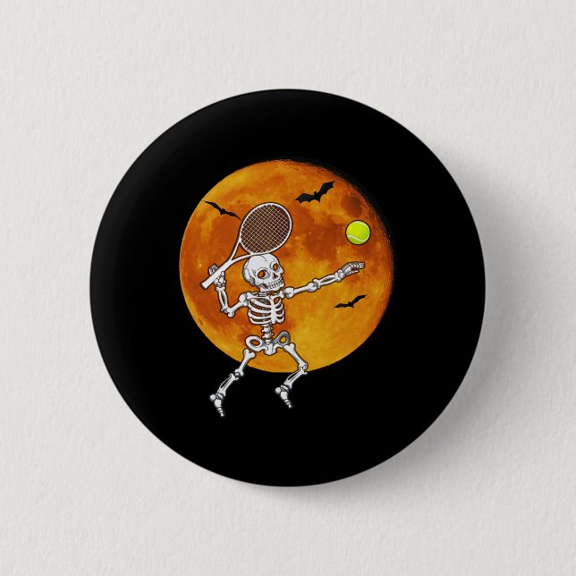 Bóton Redondo 5.08cm Skeleton Tênis Halloween Racket Ll (Frente)