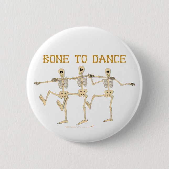 Bóton Redondo 5.08cm Skeletons De Dança Engraçados De Osso Para Dança (Frente)