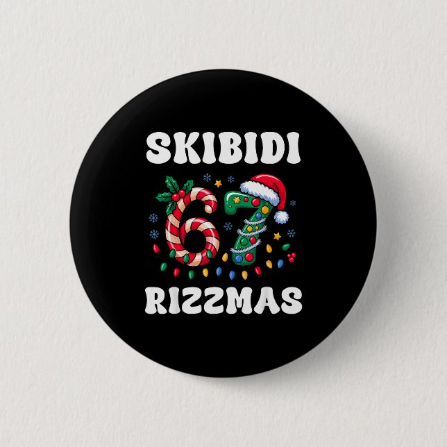 Bóton Redondo 5.08cm Skibidi Rizzmas 67 Christmas Six Seven Xmas Funny  (Frente)