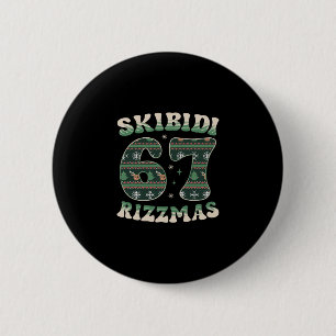 Bóton Redondo 5.08cm Skibidi Rizzmas 67 Seis Sete Meme Natal Feio F