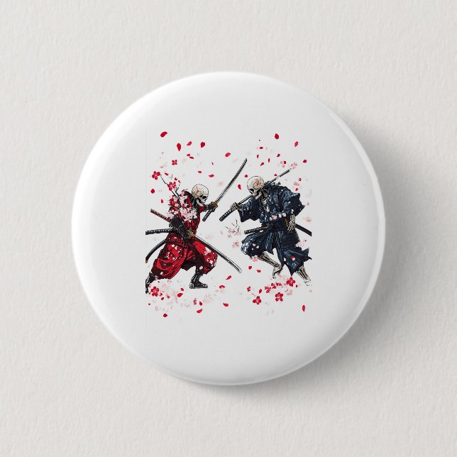 Bóton Redondo 5.08cm Skull Samurai Duel (Frente)