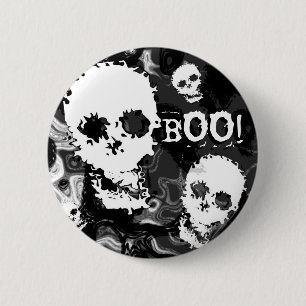 Bóton Redondo 5.08cm &Skull Specters B&W 'Boo!'botão