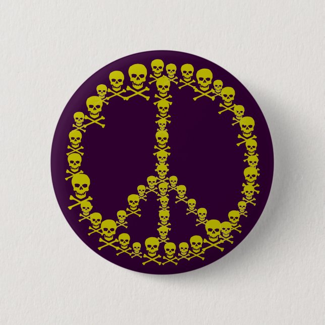 Bóton Redondo 5.08cm Skully Peace Sign (Frente)