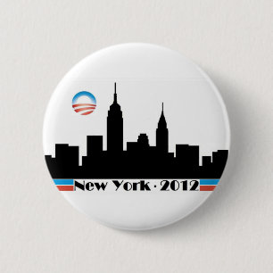 Bóton Redondo 5.08cm Skyline 2012 da Nova Iorque de Obama