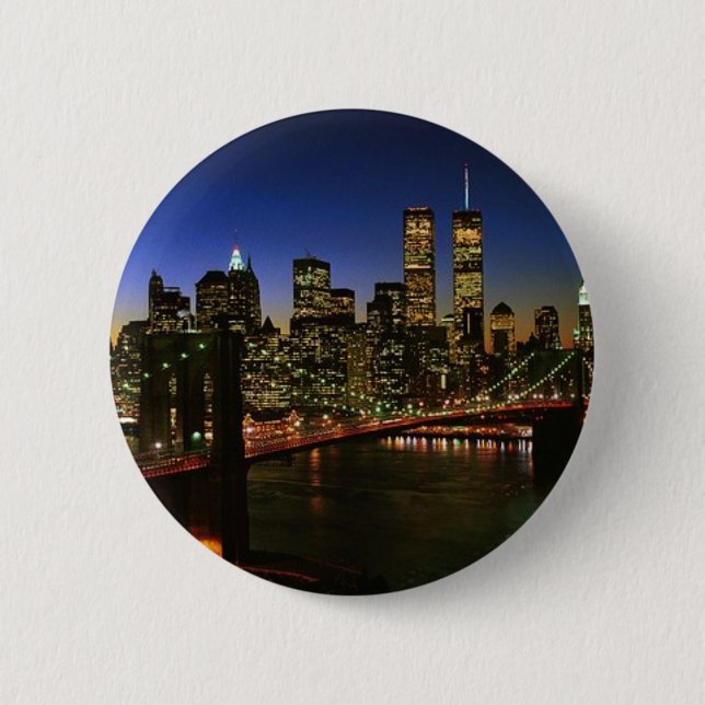 Bóton Redondo 5.08cm Skyline clássica de NYC (Frente)