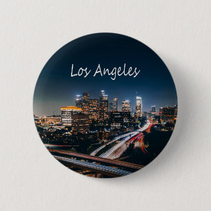 Bóton Redondo 5.08cm Skyline da Califórnia em Los Angeles à noite