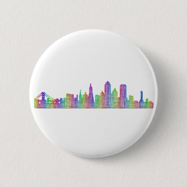 Bóton Redondo 5.08cm Skyline da cidade de San Francisco (Frente)