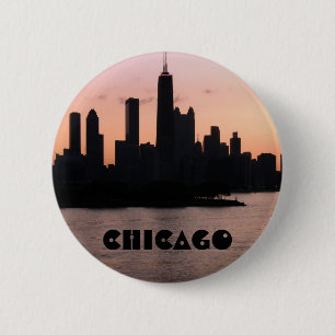 Bóton Redondo 5.08cm Skyline de Chicago