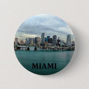 Bóton Redondo 5.08cm Skyline de Miami Florida