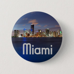 Bóton Redondo 5.08cm Skyline de Miami no crepúsculo