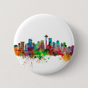 Bóton Redondo 5.08cm Skyline de Seattle Washington