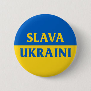 Bóton Redondo 5.08cm Slava Ucraniano slava ukraina Ucrânia flag Button