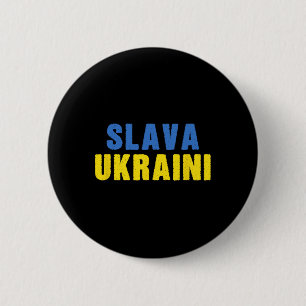 Bóton Redondo 5.08cm Slava Ukraini. Glória à Ucrânia. Azul e Amarelo U