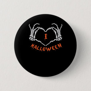 Bóton Redondo 5.08cm Slogan Halloween. Gesto Cardíaco Feito De Esquelet