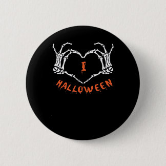 Bóton Redondo 5.08cm Slogan Halloween. Gesto Cardíaco Feito De Esquelet