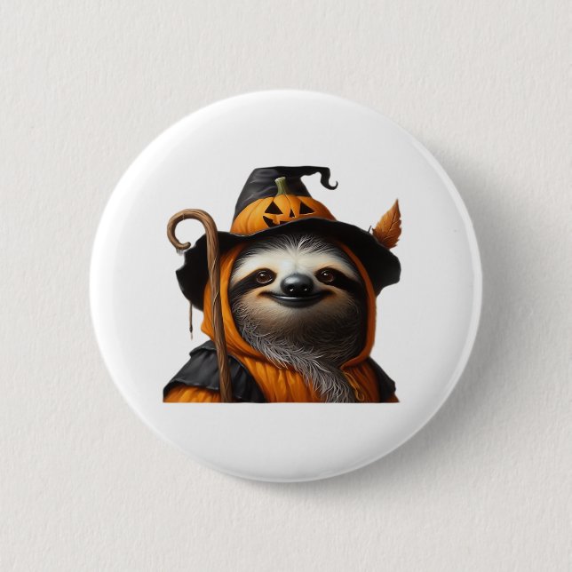 Bóton Redondo 5.08cm Sloth Halloween Classic T-Shirt (Frente)