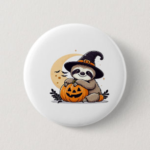 Bóton Redondo 5.08cm Sloth Halloween Motif Clássico T-Shirt