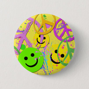 BÓTON REDONDO 5.08CM SMILEY E SINAIS DE PAZ