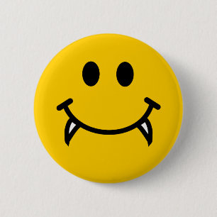 Bóton Redondo 5.08cm Smiley face do vampiro com presas