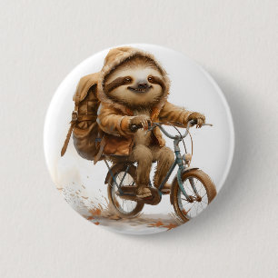 Bóton Redondo 5.08cm Smiling Sloth Cyclist