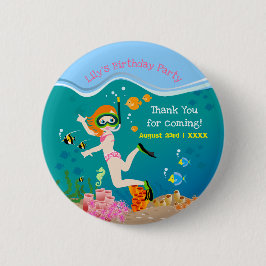 Bóton Redondo 5.08cm Snorkeling com Festa de aniversário de garotas tro