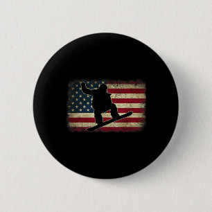 Bóton Redondo 5.08cm Snowboard Snowboarder American Usa Flag Vintag