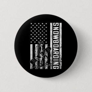 Bóton Redondo 5.08cm Snowboard Vintage Snowboarder EUA Flag America