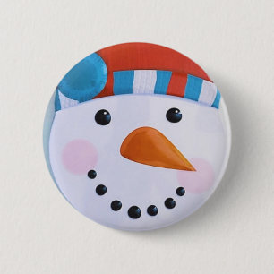 Bóton Redondo 5.08cm Snowman Carrot Nose Natal