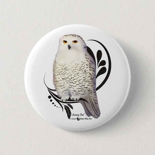 Bóton Redondo 5.08cm Snowy Owl (Frente)