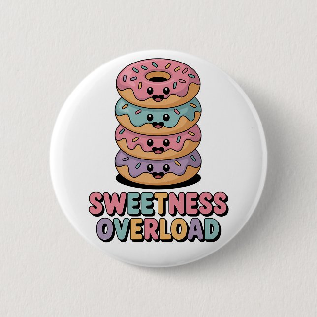 Bóton Redondo 5.08cm Sobrecarga doce | Rosquinhas (Frente)