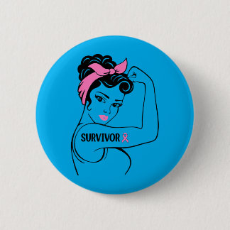 Bóton Redondo 5.08cm Sobrevivente de Câncer de Mama Rosie Riveter nk Co