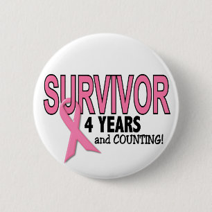 Bóton Redondo 5.08cm SOBREVIVENTE do CANCRO DA MAMA 4 anos & contagens