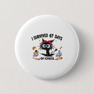 Bóton Redondo 5.08cm Sobrevivi 67 Dias De Escola Gato Engraçado Profess