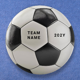 Bóton Redondo 5.08cm Soccer Ball Button Pin | Custom Team Name Buttons