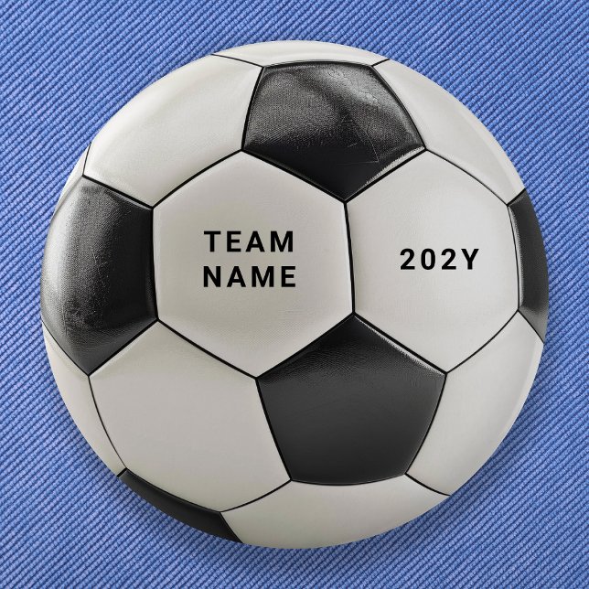 Bóton Redondo 5.08cm Soccer Ball Button Pin | Custom Team Name Buttons (Soccer ball design, perfect for football fans, team celebrations, birthdays & sports-themed parties!)