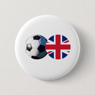 Bóton Redondo 5.08cm Soccer Ball & UK Flag MUSEUM Zazzle