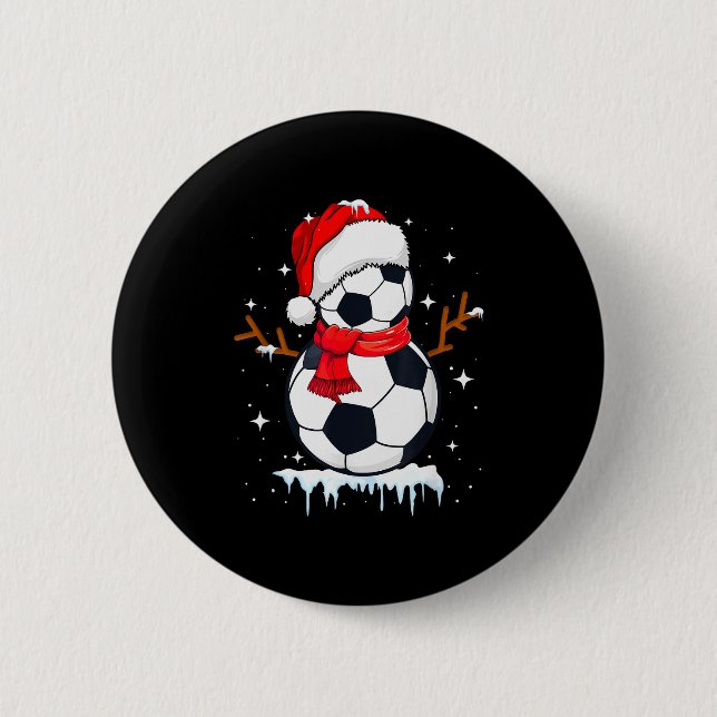 Bóton Redondo 5.08cm Soccer Snowman Apparel, Funny Santa Christmas Men  (Frente)