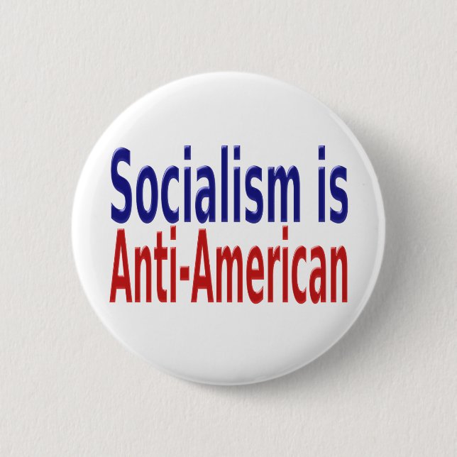 Bóton Redondo 5.08cm Socialismo é anti-americano com texto azul vermelh (Frente)
