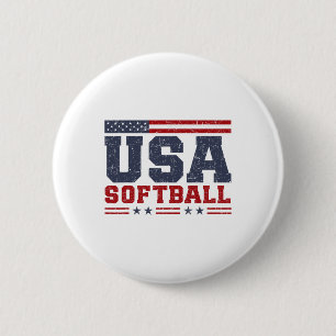 Bóton Redondo 5.08cm Softbol EUA Bandeira Americana Mulheres Homens Pat