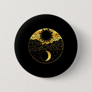 Bóton Redondo 5.08cm Sol E Lua Yin Yang Estrela Meditação Celestial Iog