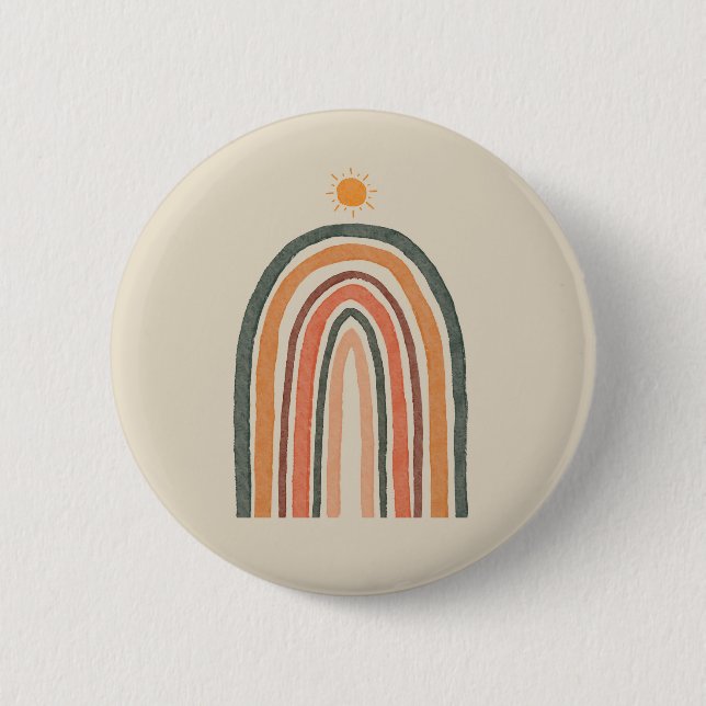 Bóton Redondo 5.08cm Sol Sobre Um Arco-Íris (Frente)