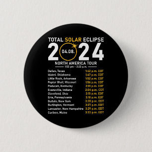 Bóton Redondo 5.08cm Solar Eclipse 2024 Estado Turnê na América do Nort