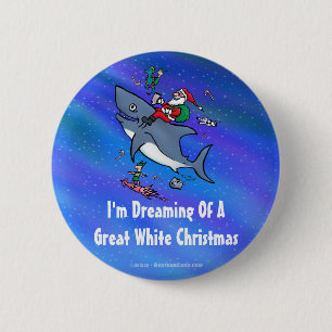 Bóton Redondo 5.08cm Sonhar Com Um Natal De Tubarão Branco Excelente