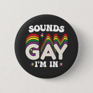 Bóton Redondo 5.08cm Sons Groovy do Orgulho LGBT Gay Estou Dentro