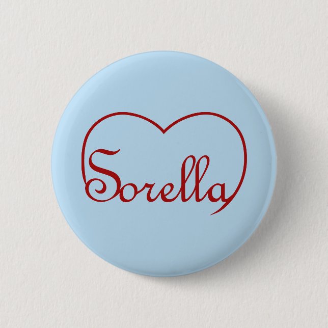 Bóton Redondo 5.08cm Sorella Italian Sister heart Red (Frente)