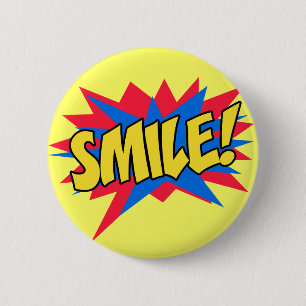 Bóton Redondo 5.08cm Sorria Pop Art Feliz