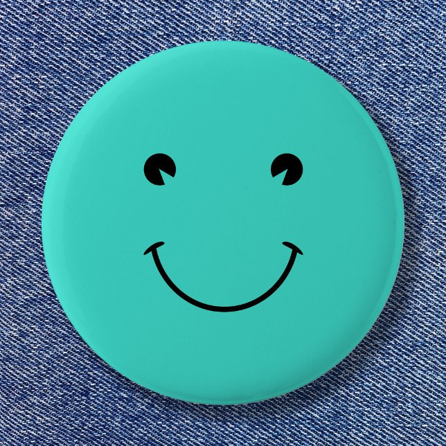 Bóton Redondo 5.08cm Sorriso Turquesa (Turquoise Smile Button)