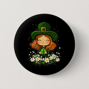 Bóton Redondo 5.08cm Sorte das Garotas Leprechaun Shamrock Dia de São P